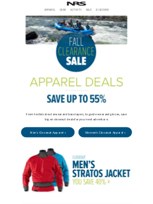 NRS - Clearance Deals: Apparel, Dry Suits, Splash Jackets and More