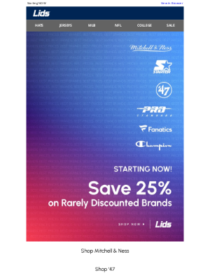 LIDS - 25% Off Best Brands, Best Prices Sale >>