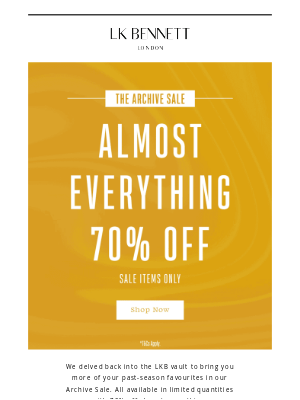 Archive Sale | 70% Off Almost Everything