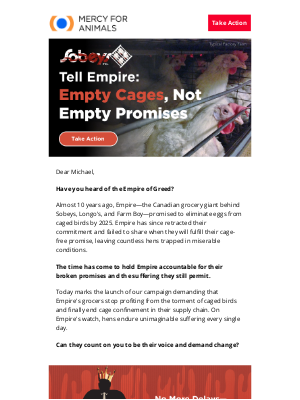 Mercy For Animals - Join Us to End Hens' Suffering: Hold Empire Accountable