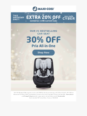 Maxi-Cosi - Exclusive Double Deal: 30% OFF Pria Car Seats + an extra 20% OFF!