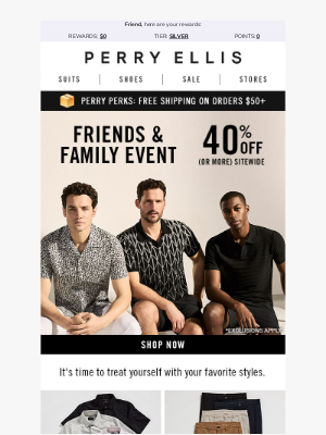 Perry Ellis - 📢 40% Off (or More) Sitewide Starts NOW!