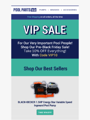 Pool Parts To Go - Pre-Black Friday Sale Going On Now!