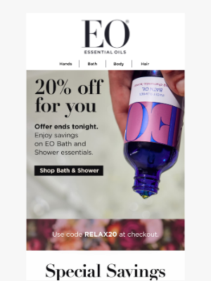 eoproducts.com - Ends tonight - 20% off bath & shower