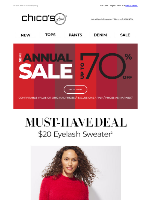 Chico's - This deal is a MUST-HAVE! $20 Eyelash Sweater