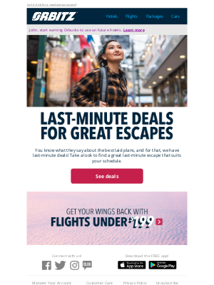 Orbitz - No plans, no problem with these last-minute deals!