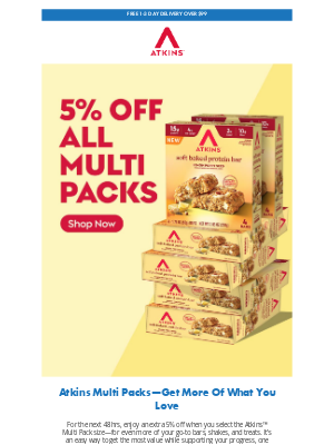 Atkins - 48hrs only! Get 5% Off Multi Packs