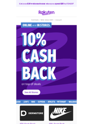 Rakuten - 🎉 The Big Stack has arrived  🎉  Stack 10% Cash Back!