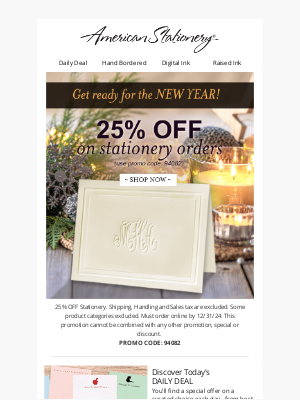 American Stationery - Get ready to ring in 2025 with 25% off!