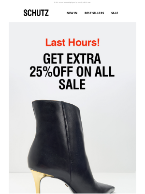 LAST HOURS! Get extra 25% OFF on ALL sale