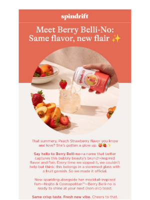 Spindrift - Peach Strawberry Got a Glow Up: Meet Berry Belli-no! 🍑