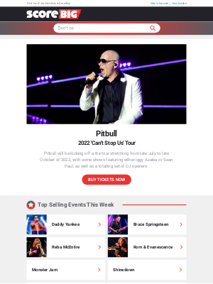 ScoreBig - Pitbull, Daddy Yankee, Bruce Springsteen, Reba McEntire, and more!