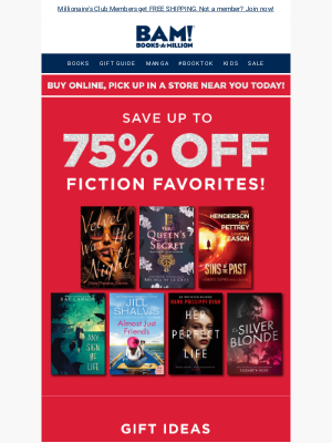 Books-A-Million - Save up to 75% on Favorite Fiction Books!