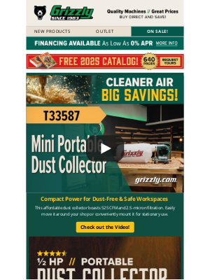 Grizzly Industrial Inc. - ⚡Flash Sale: Portable Dust Collector