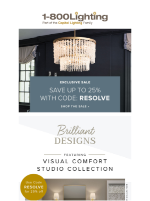 Capitol Lighting's 1800lighting - 25% Off with Code ✨ Brilliant Designs by Visual Comfort Studio Collection