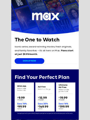 HBO Max - Max is here! Plans start at $9.99/month.