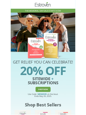 Estroven - Celebrate Memorial Day Weekend with our Sitewide Sale! 🛍️