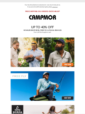Campmor - 🔥 UP TO 40% Off Howler Brothers, Free Fly & prAna!