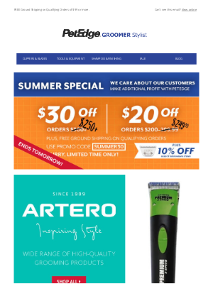 PetEdge - $30 Off Ends Tomorrow + Quality Grooming Tools