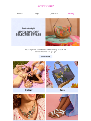Accessorize USA - ENDS MIDNIGHT: Up to 50% off Selected Styles