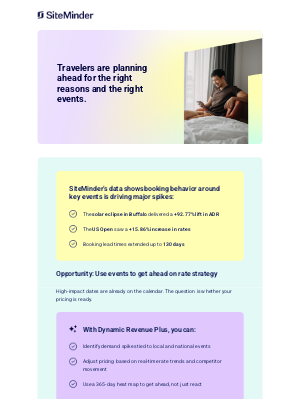 SiteMinder - Travelers booked 130 days in advance for this U.S. event