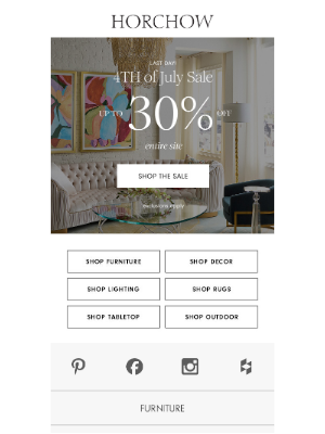 Horchow Mail Order - Last day for up to 30% off sitewide!