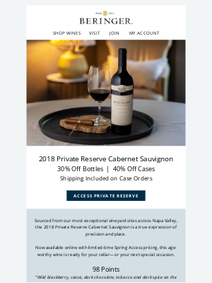 Beringer - A Classic Cabernet. A Timely Offer.