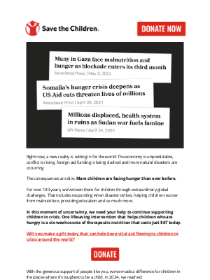 Save the Children Federation, Inc. - Alert: Worsening crisis is putting children’s lives at risk