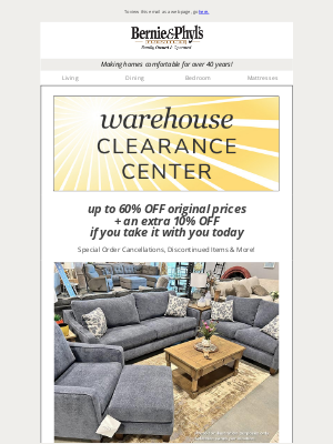 Bernie & Phyl's Furniture - ☀️ Warehouse Clearance Event ☀️ up to 60% OFF + an extra 10% OFF if you take it with you!