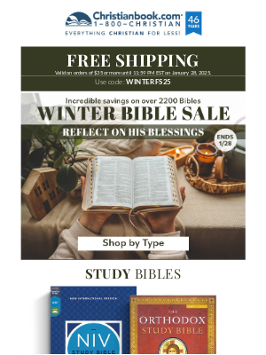 Christian Book Distributors - Winter Bible Sale: Shop by Type (2,200+ Editions!) + Free Shipping