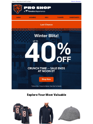 Chicago Bears - On The Clock: Up To 40% Off Ends At Noon ET