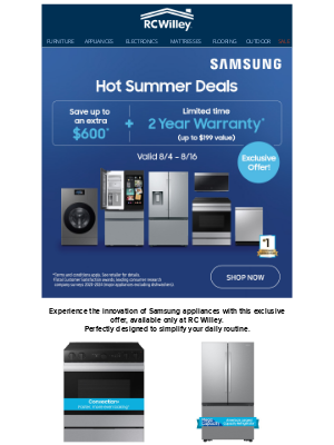 RC Willey - Samsung + RC Willey = This Exclusive Deal