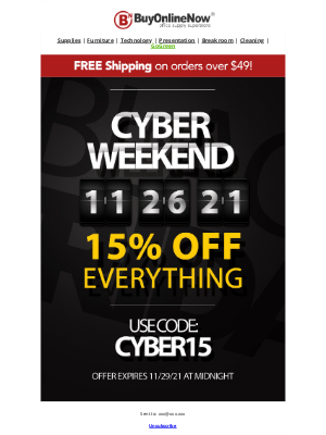BuyOnlineNow.com - Get 15% Off for Cyber Weekend!