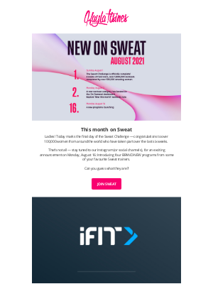 Kayla Itsines - Find out what's happening at Sweat this month!