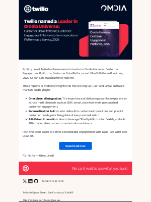 Twilio - Twilio Named a Leader in Omdia Universe: CEP, CDP, and CPaaS, 2025