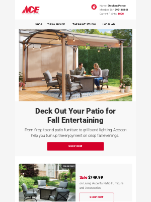 Ace Hardware - Cozy Up to Fall Patio Savings