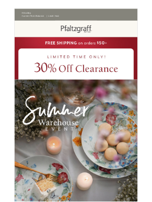 Pfaltzgraff - Our Best Clearance Yet: 30% Off Sitewide