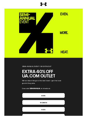 Under Armour - It just got better...Extra 40% off Outlet