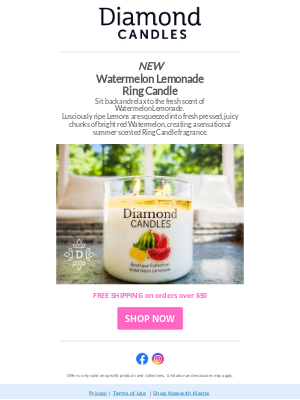 Diamond Candles - NEW! Watermelon Lemonade Natural Scented Candle with RINGREVEAL - ON SALE TODAY