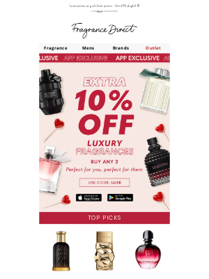 Fragrance Direct(United Kingdom) - Ending Soon: Extra 10% OFF Luxury Fragrances