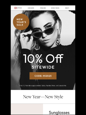 Designer Optics - Final Day To Save On New Styles & Get 10% OFF Sitewide