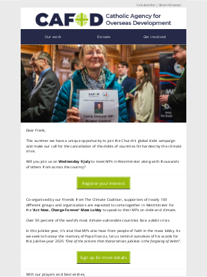 CAFOD (Catholic Agency for Overseas Development) (United Kingdom) - ✉️ You’re Invited: We need your voice, Frank