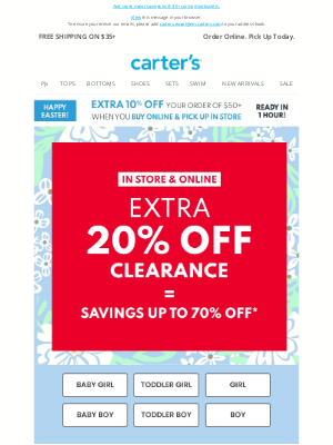 Carter's - EXTRA 20% off ALL clearance?! Yep, we did that. 😎