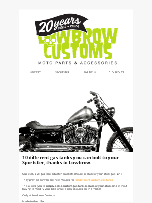 10 different gas tanks you can bolt to your Sportster, thanks to Lowbrow. 👊