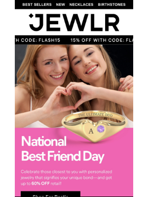 Jewlr - Enjoy 15% off this National Best Friend Day 🤗
