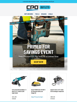CPO Outlets - ⏰ Final Day: Primed for Savings Ends Tonight