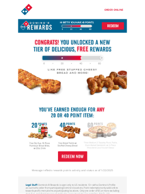 Domino's Pizza - Congratulations! You've earned FREE Domino's 👏🎉