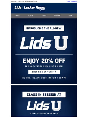 LIDS - 20% OFF During Grand Opening Of Lids University!