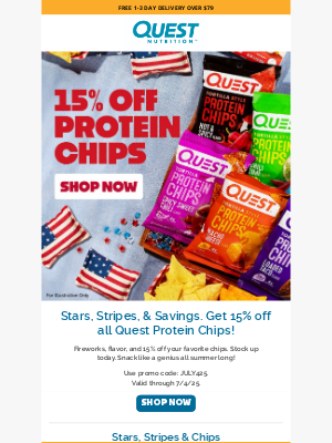 Quest Nutrition - Save Big on Protein Chips for July 4th!