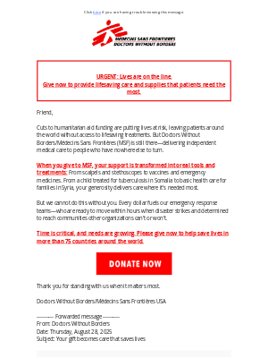 Doctors Without Borders - [Alert] Global aid shrinking
